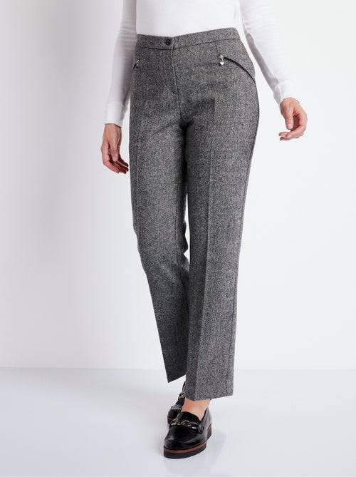 Pantalón recto de espiga o jaspeado con entrepierna de 70 cm - Afibel - Kiabi
