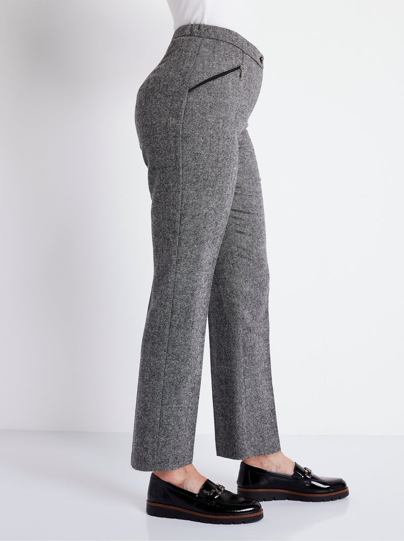 Pantalón recto de espiga o jaspeado con entrepierna de 70 cm - Afibel Gris jaspeado - Kiabi