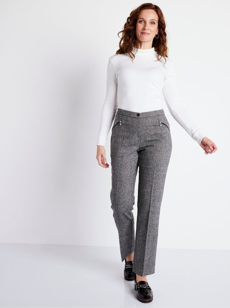 Pantalón recto de espiga o jaspeado con entrepierna de 70 cm - Afibel Gris jaspeado - Kiabi
