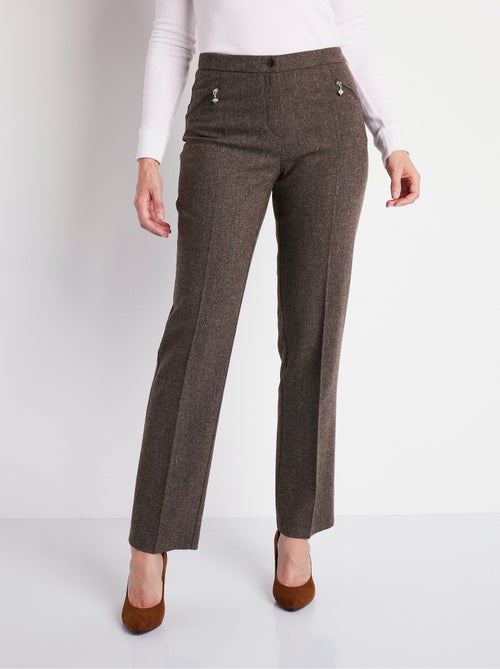 Pantalón recto de espiga o jaspeado con entrepierna de 70 cm - Afibel - Kiabi Pantalón recto de espiga o jaspeado con entrepierna de 70 cm - Afibel - Kiabi