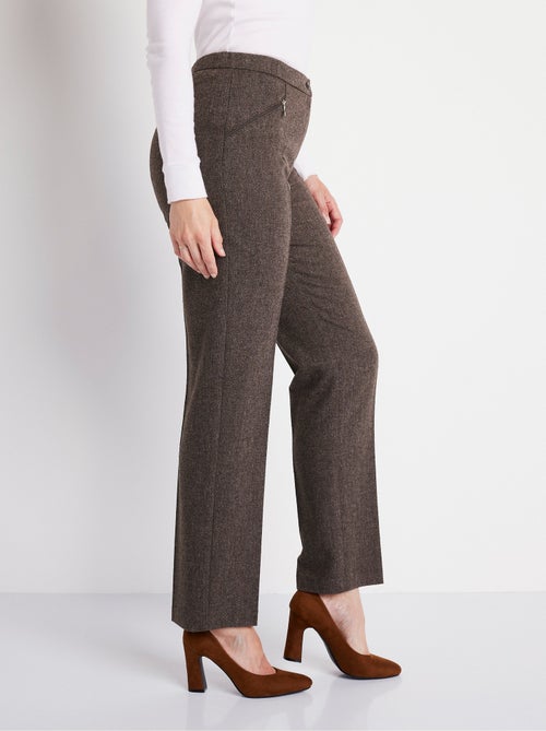Pantalón recto de espiga o jaspeado con entrepierna de 70 cm - Afibel - Kiabi Pantalón recto de espiga o jaspeado con entrepierna de 70 cm - Afibel - Kiabi