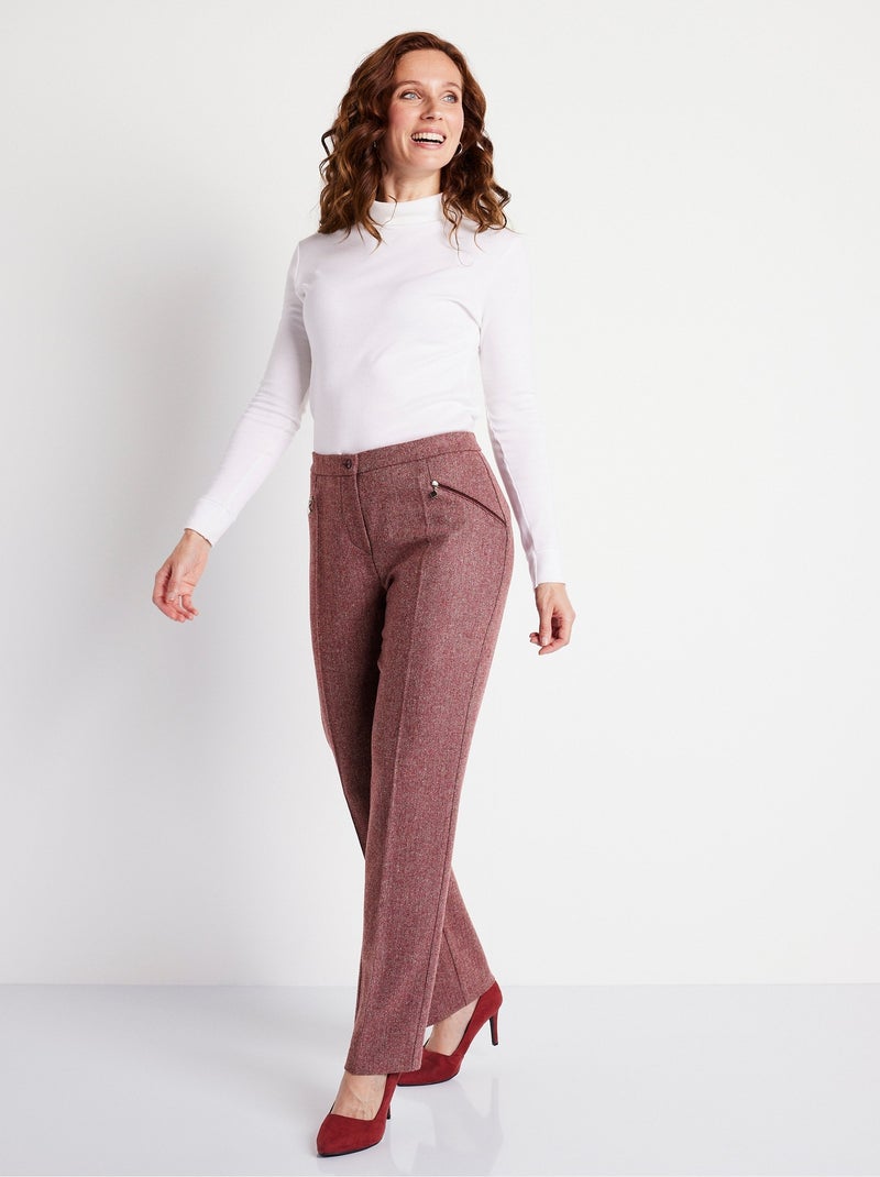 Pantalón recto de espiga o jaspeado con entrepierna de 70 cm - Afibel Rojo - Kiabi