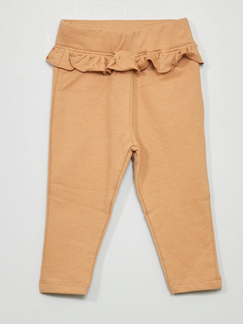 Pantalón recto de felpa beige - Kiabi