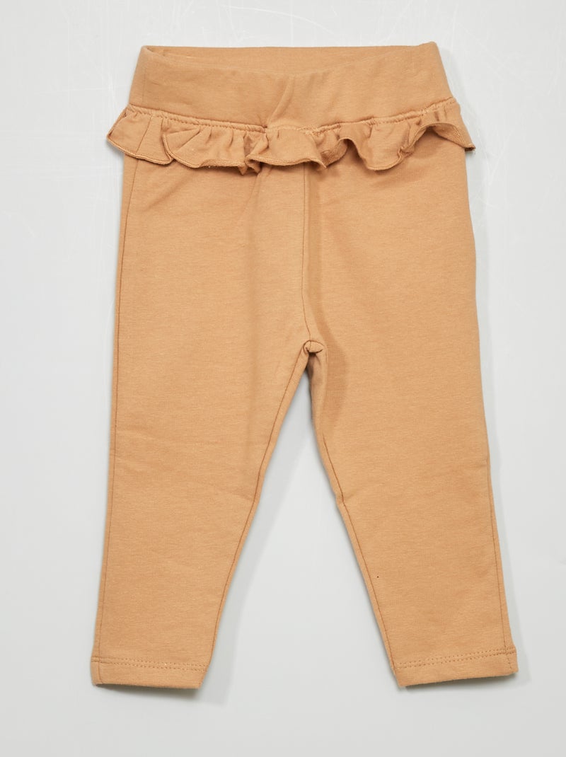 Pantalón recto de felpa beige - Kiabi