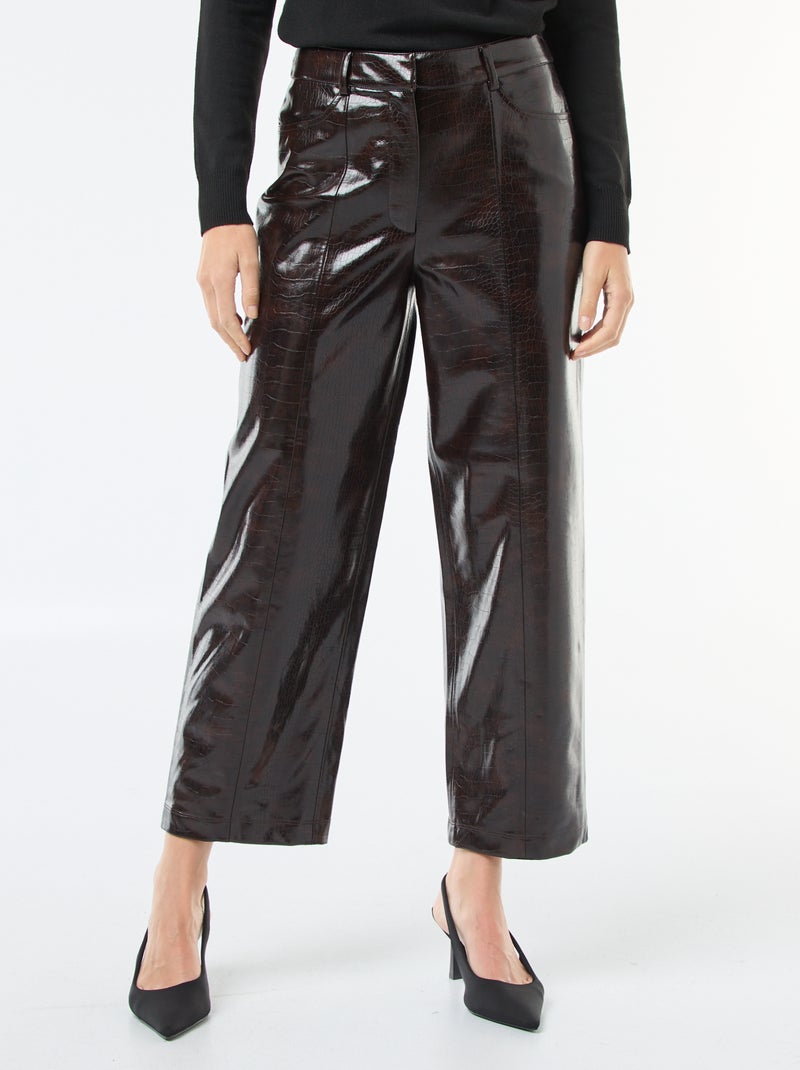 Pantalón recto de imitación con efecto "piel de serpiente" Marron - Kiabi