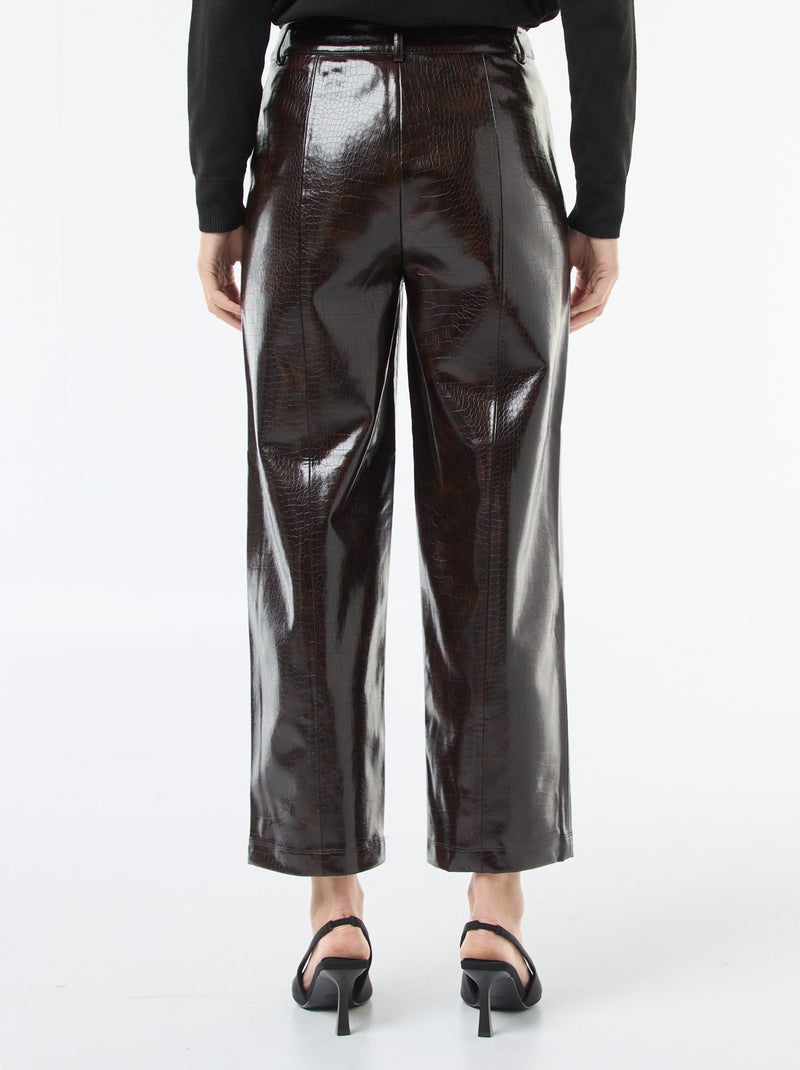Pantalón recto de imitación con efecto "piel de serpiente" Marron - Kiabi