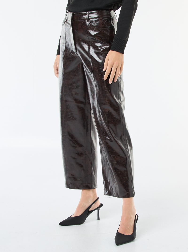 Pantalón recto de imitación con efecto "piel de serpiente" Marron - Kiabi