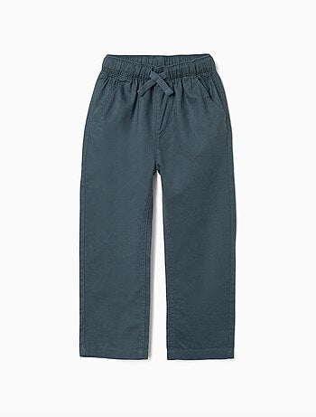 Pantalón recto de lino con cordón