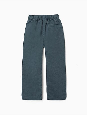 Pantalón recto de lino con cordón