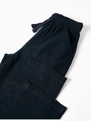 Pantalón recto de lino con cordón