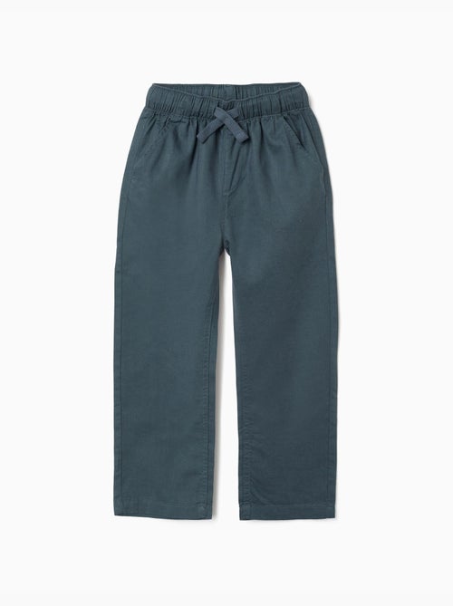 Pantalón recto de lino con cordón - Kiabi