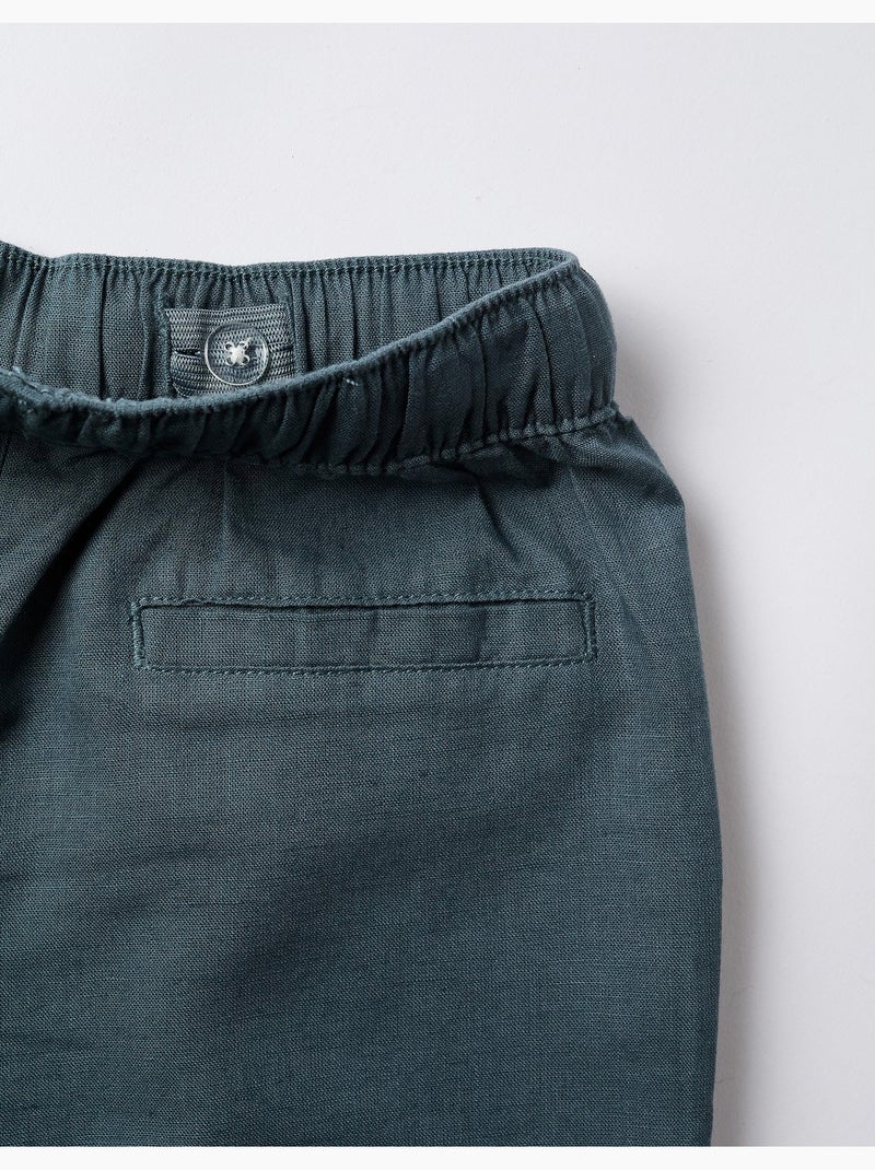 Pantalón recto de lino con cordón Azul Azul - Kiabi