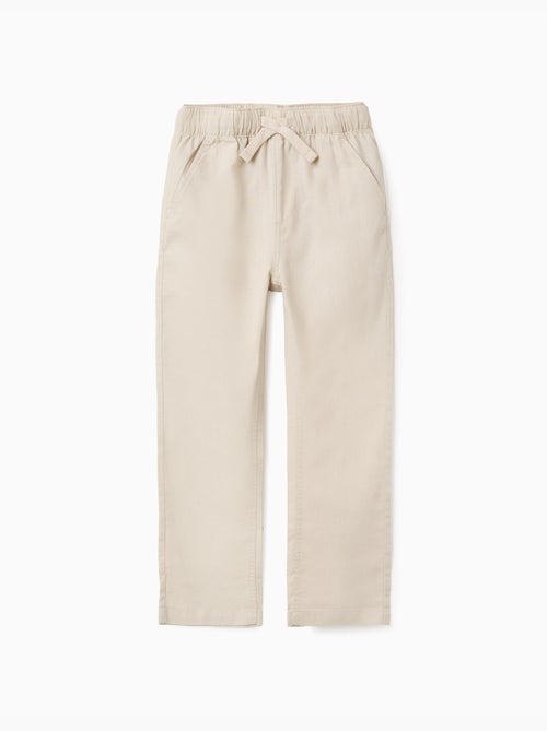 Pantalón recto de lino con cordón - Kiabi