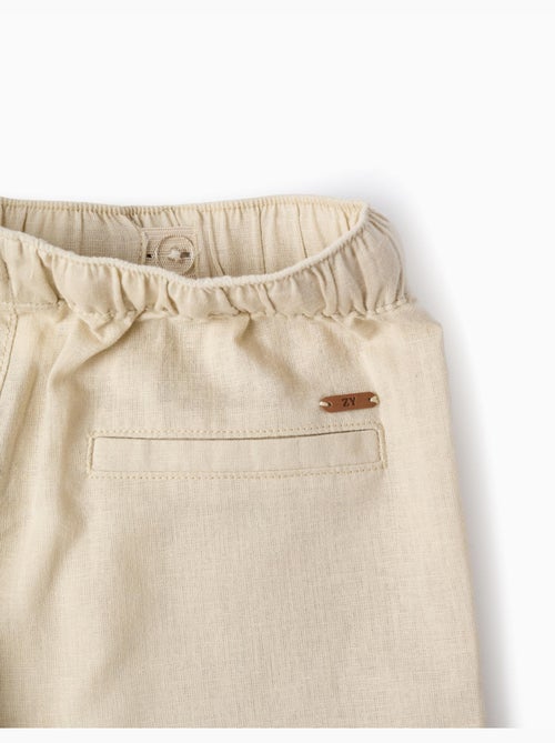Pantalón recto de lino con cordón - Kiabi
