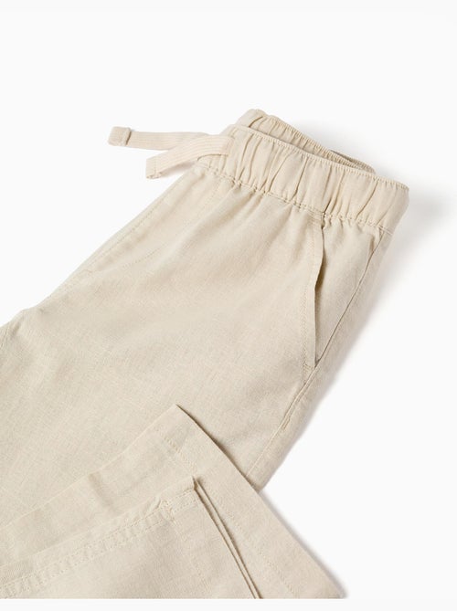 Pantalón recto de lino con cordón - Kiabi