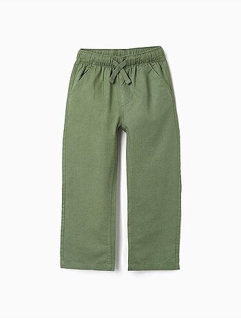 Pantalón recto de lino con cordón