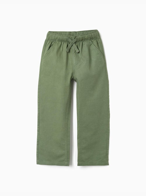 Pantalón recto de lino con cordón - Kiabi