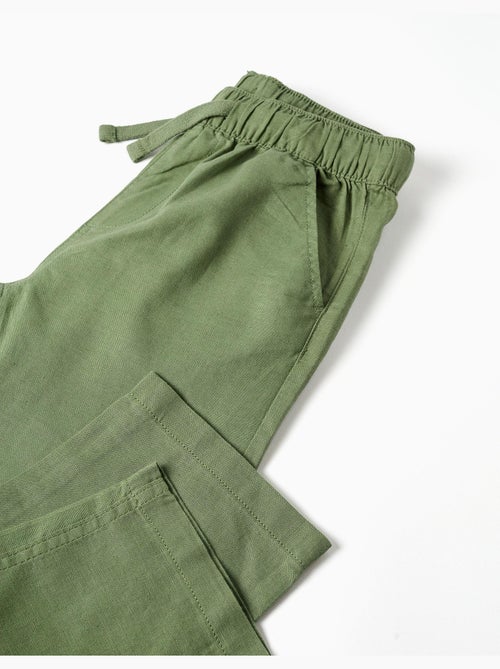 Pantalón recto de lino con cordón - Kiabi