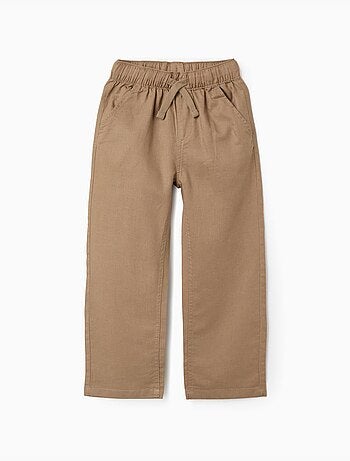 Pantalón recto de lino con cordón