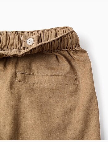 Pantalón recto de lino con cordón