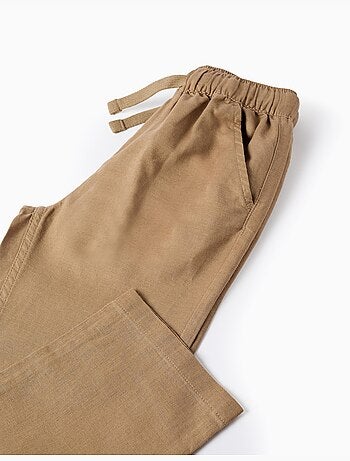 Pantalón recto de lino con cordón