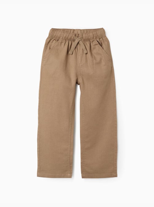 Pantalón recto de lino con cordones - Kiabi