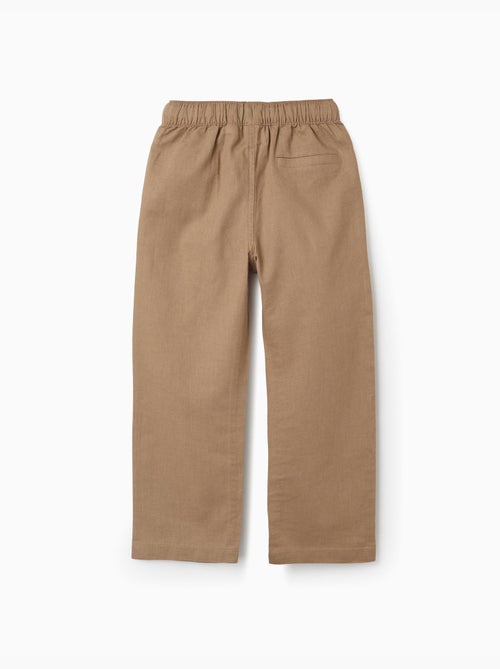 Pantalón recto de lino con cordones - Kiabi