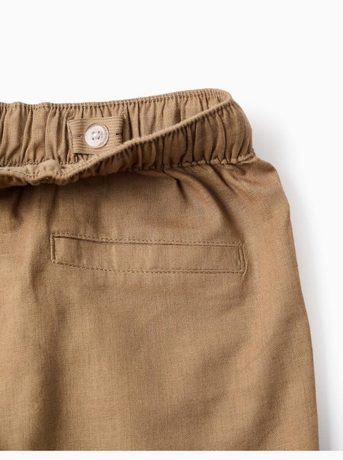 Pantalón recto de lino con cordones - Kiabi