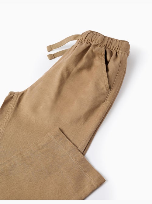Pantalón recto de lino con cordones - Kiabi