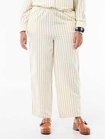 Pantalón recto de lino mezclado