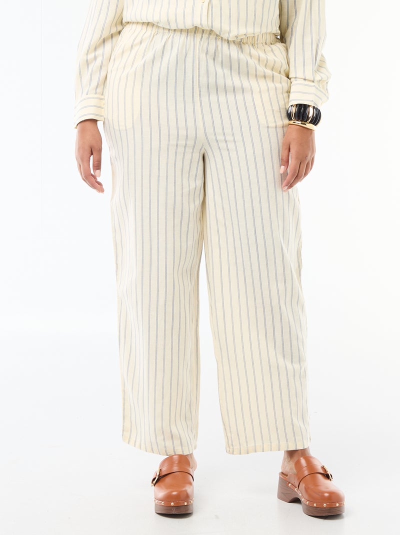 Pantalón recto de lino mezclado Amarillo - Kiabi