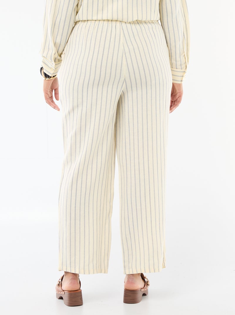 Pantalón recto de lino mezclado Amarillo - Kiabi