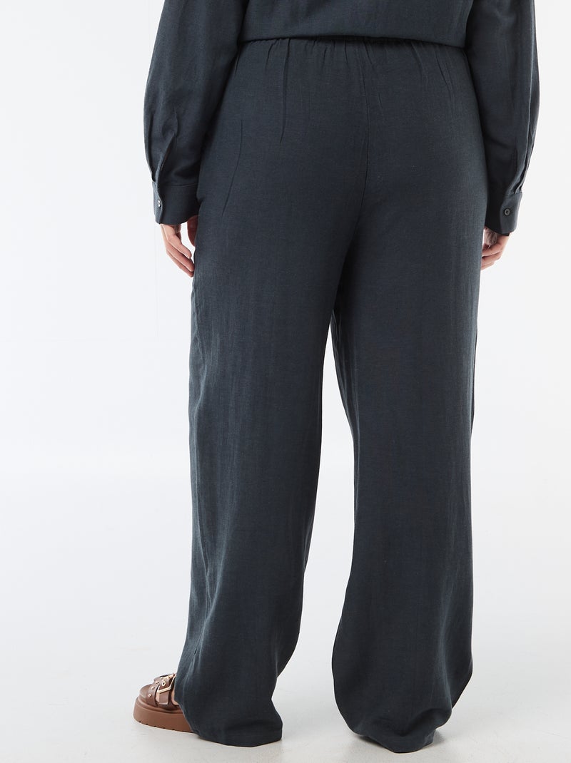 Pantalón recto de lino mezclado Azul - Kiabi