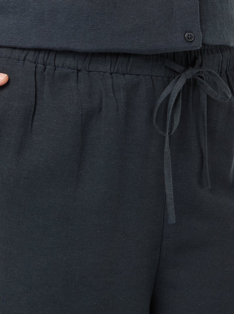 Pantalón recto de lino mezclado Azul - Kiabi