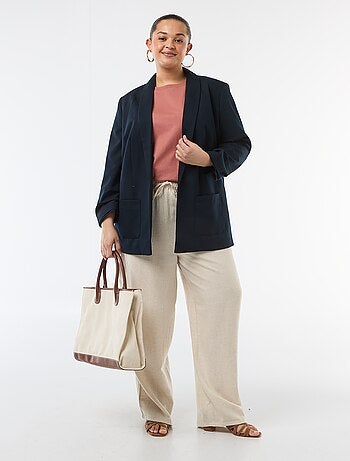 Pantalón recto de lino mezclado