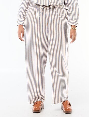 Pantalón recto de lino mezclado