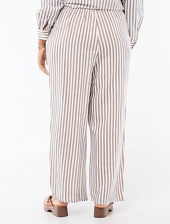 Pantalón recto de lino mezclado