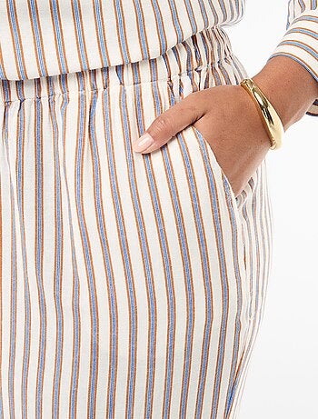 Pantalón recto de lino mezclado