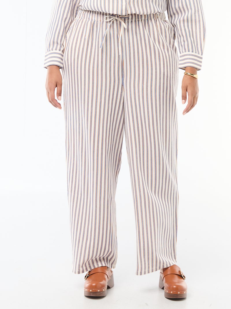 Pantalón recto de lino mezclado Beige - Kiabi