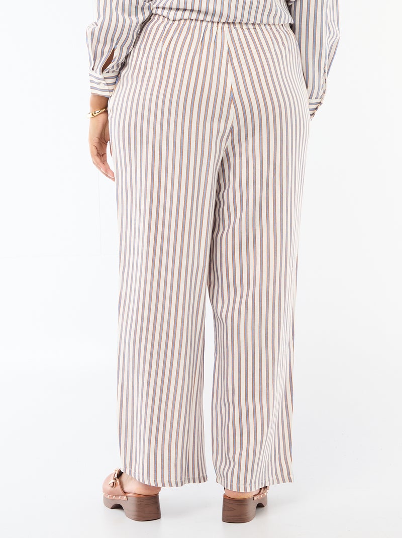 Pantalón recto de lino mezclado Beige - Kiabi