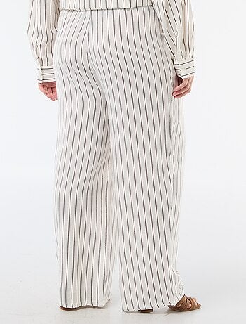 Pantalón recto de lino mezclado