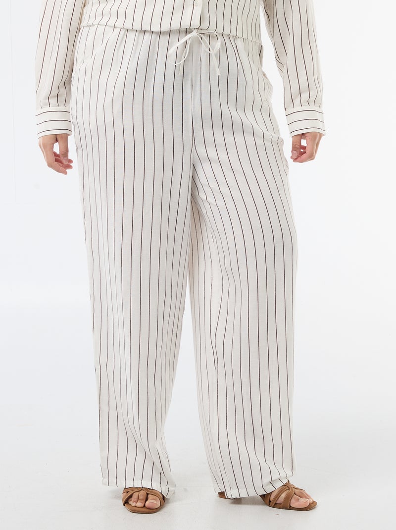 Pantalón recto de lino mezclado Blanco - Kiabi