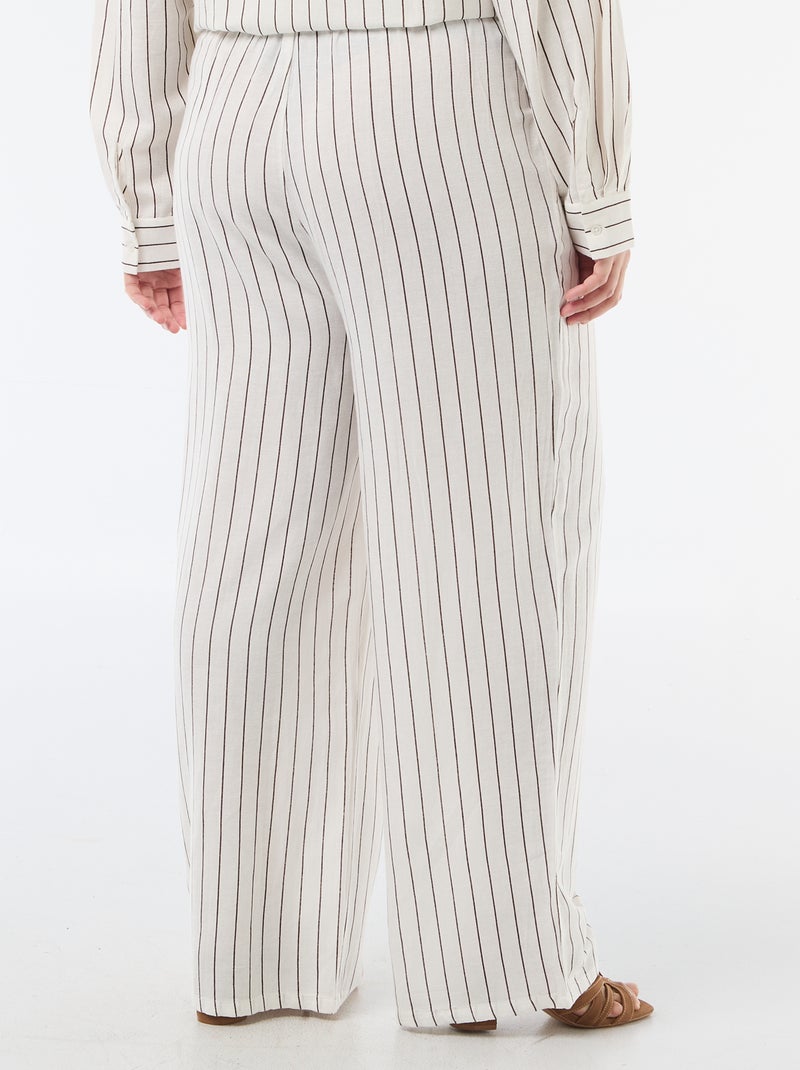 Pantalón recto de lino mezclado Blanco - Kiabi