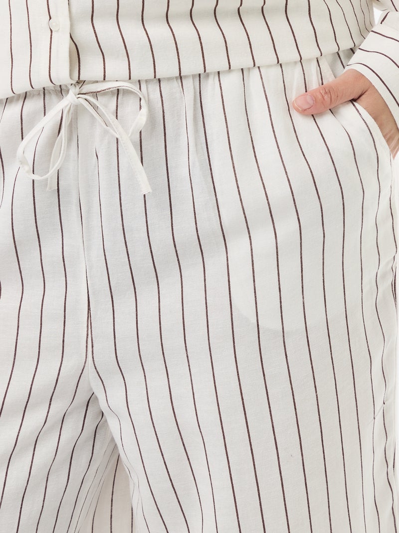 Pantalón recto de lino mezclado Blanco - Kiabi
