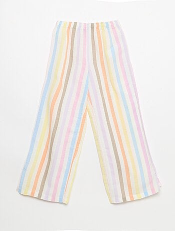 Pantalón recto de lino mezclado
