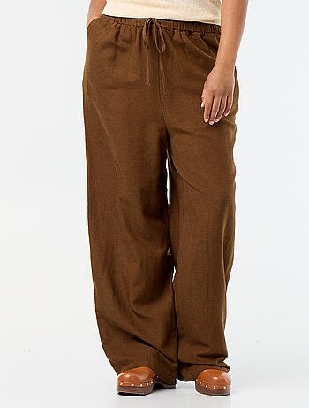Pantalón recto de lino mezclado