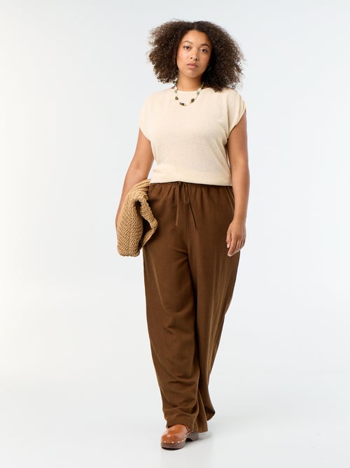 Pantalón recto de lino mezclado - Kiabi