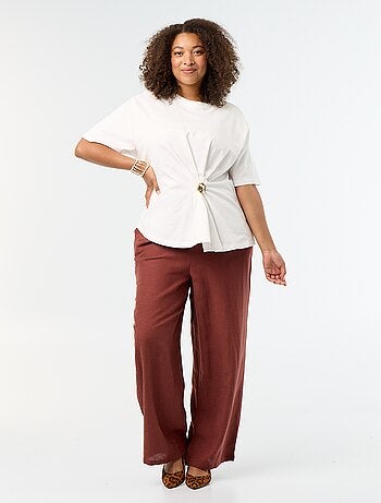 Pantalón recto de lino mezclado