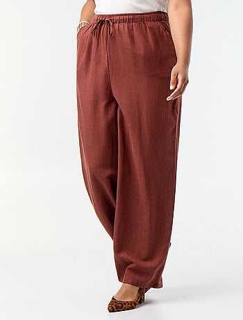 Pantalón recto de lino mezclado