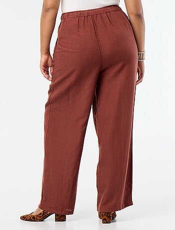 Pantalón recto de lino mezclado
